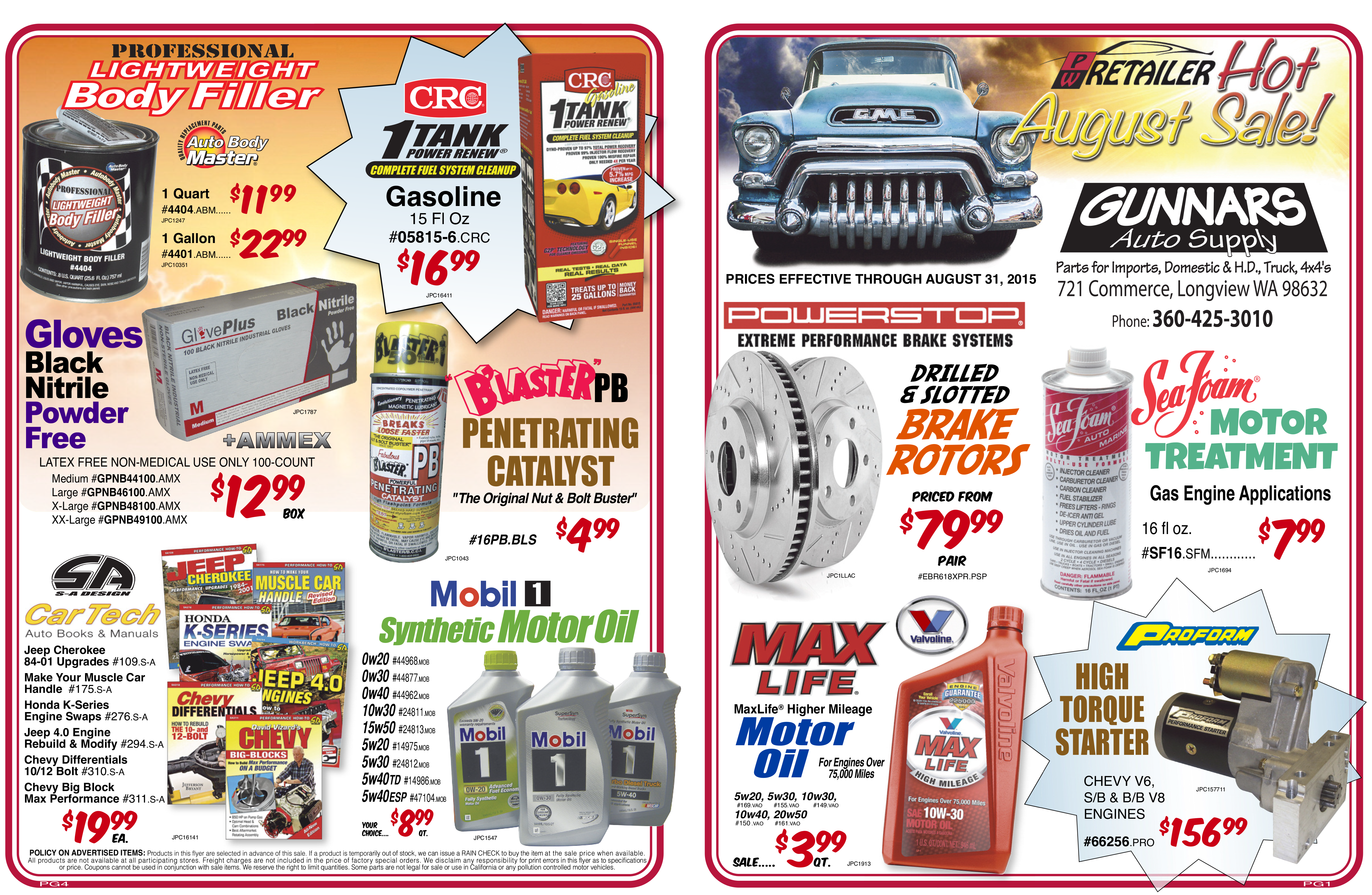 sales page 2 of 2 gunnars auto supply